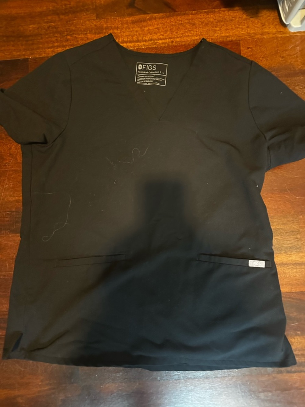 Figs Women's Black Short-Sleeve V-Neck Scrub Top